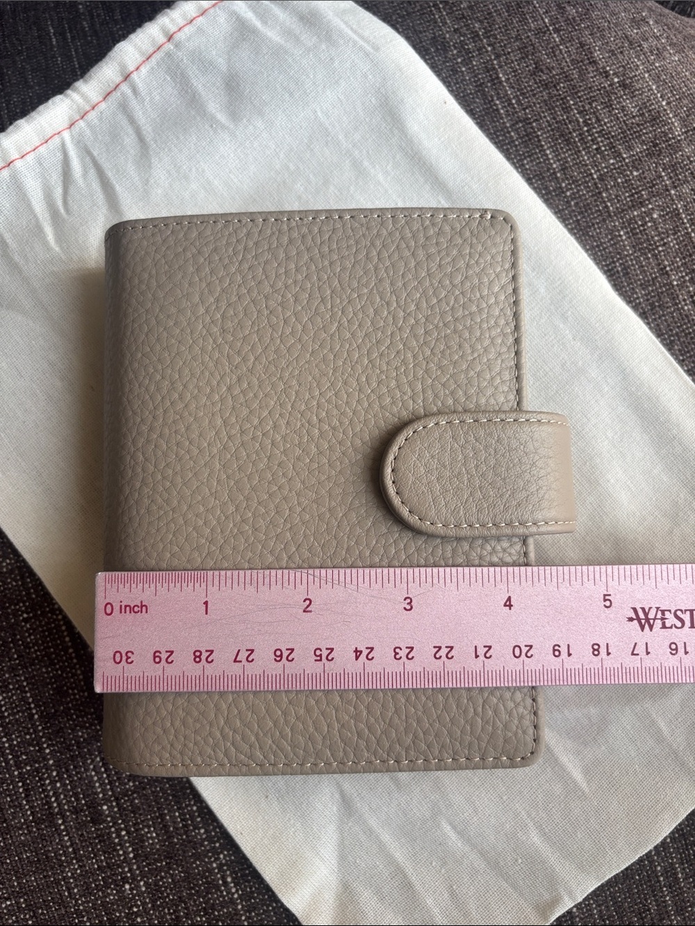 Filofax Pocket Rings Norfolk Leather Taupe Planner Notebook Cover Like New - Picture 13 of 15